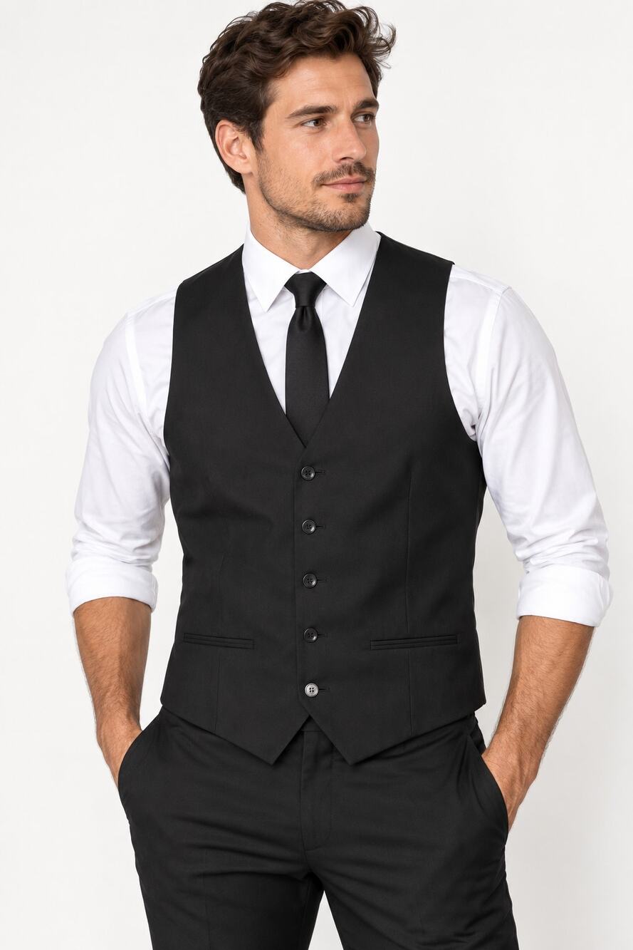 H&M Men’s 34R Slim Fit Black Suit Vest Waistcoat Formal Wedding